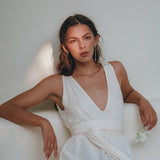 Boho Dress for Women • Off - White Maxi Adjustable Dress • Bohemian Dress - AYA SW IDR