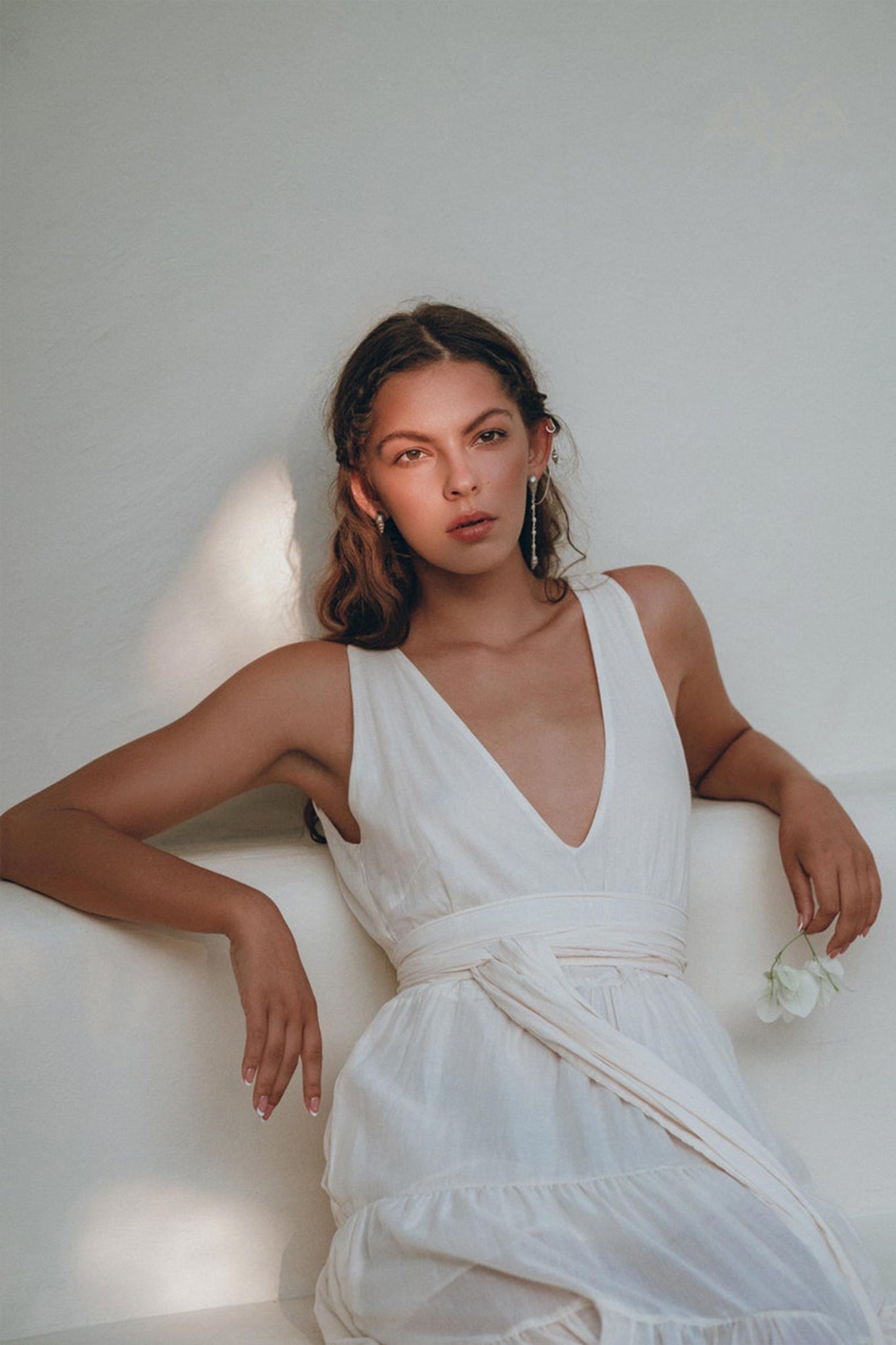 Boho Dress for Women • Off - White Maxi Adjustable Dress • Bohemian Dress - AYA SW IDR