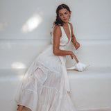 Boho Dress for Women • Off - White Maxi Adjustable Dress • Bohemian Dress - AYA SW IDR