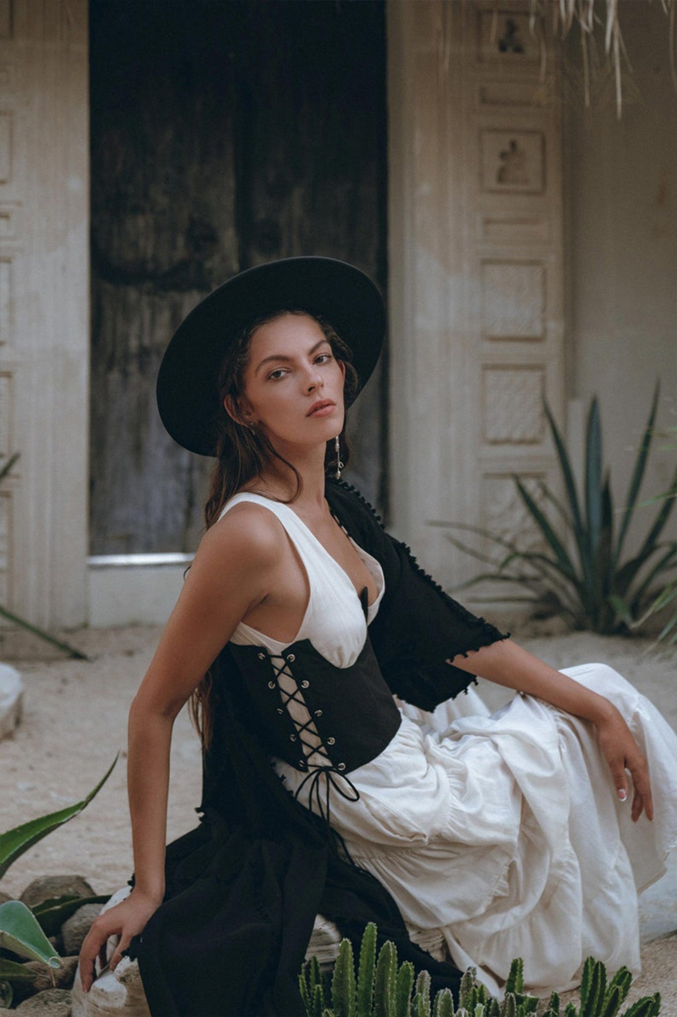 Boho Dress for Women • Off - White Maxi Adjustable Dress • Bohemian Dress - AYA SW IDR