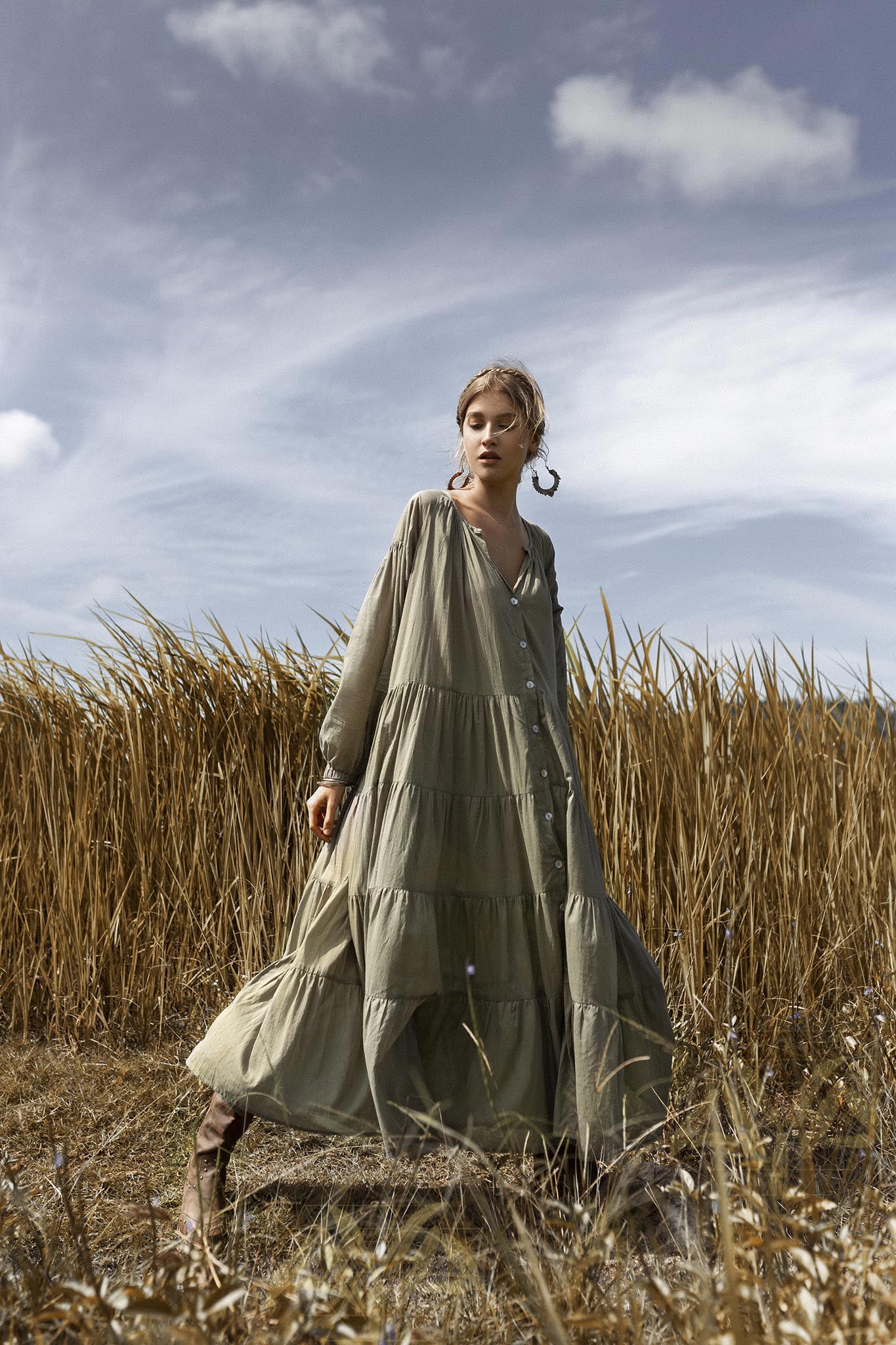 Boho Dress for Women • Pale Green Bohemian Prom Dress • Summer Dress - AYA SW IDR