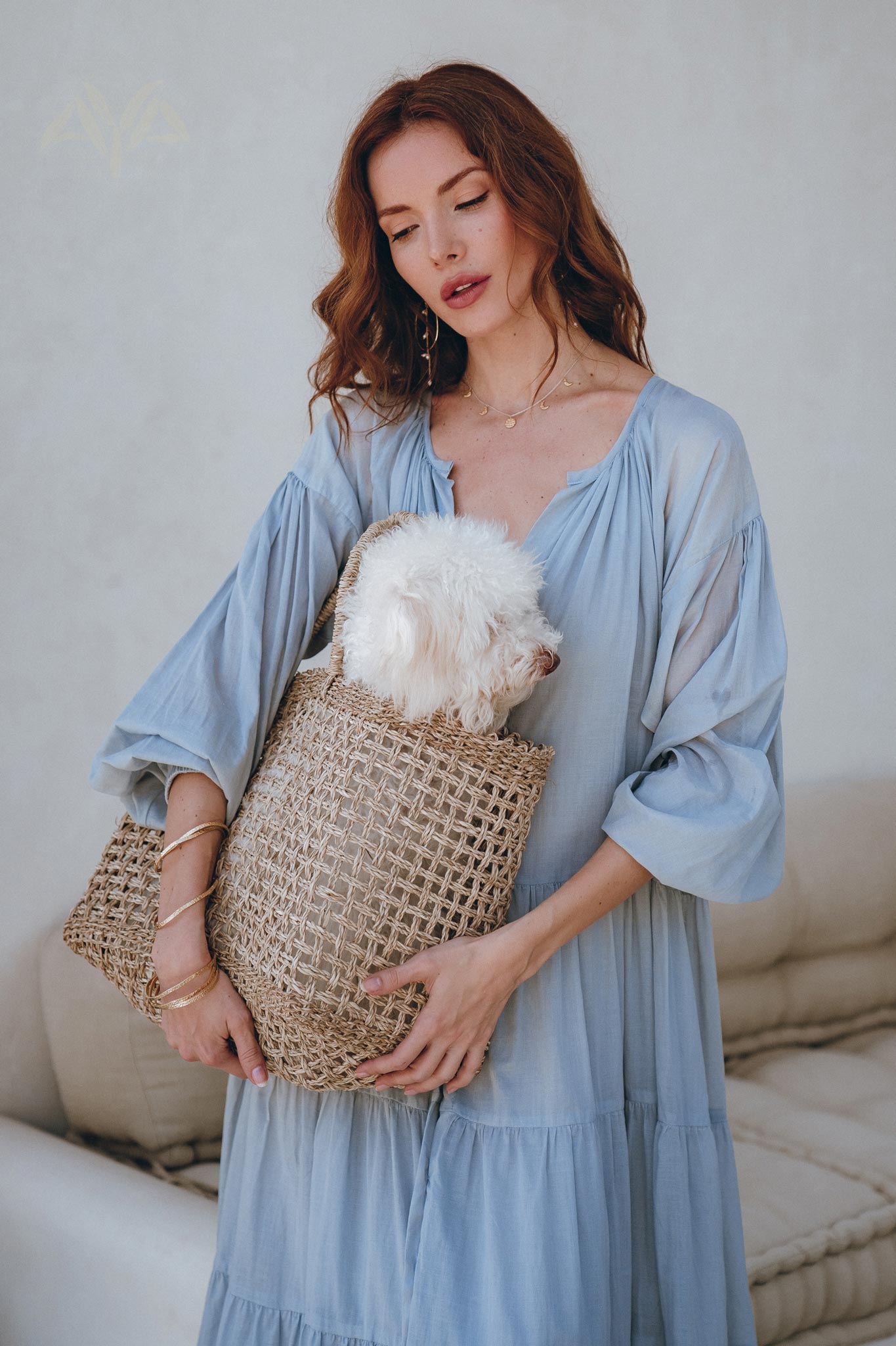 Boho Dress for Women • Sky Blue Bohemian Prom Dress • Light Summer Dress - AYA SW IDR