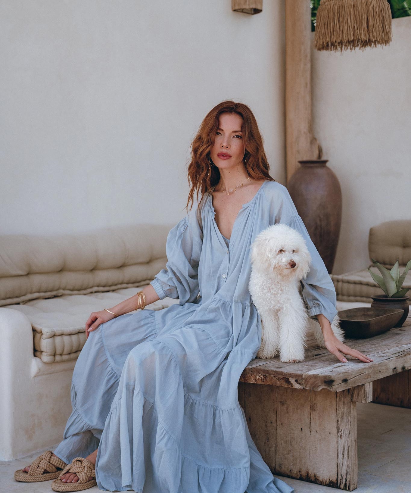 Boho Dress for Women • Sky Blue Bohemian Prom Dress • Light Summer Dress - AYA SW IDR