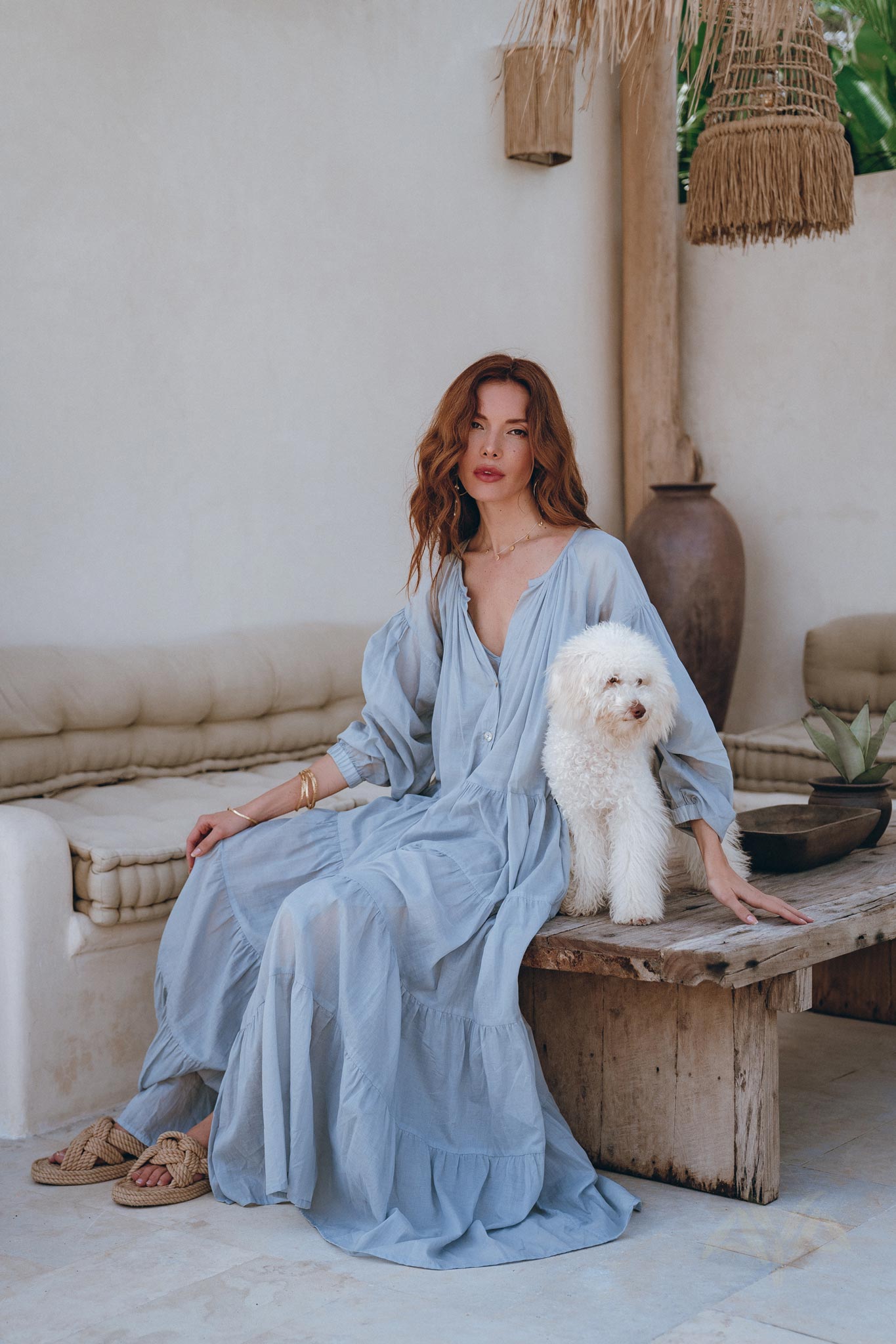 Boho Dress for Women • Sky Blue Bohemian Prom Dress • Light Summer Dress - AYA SW IDR