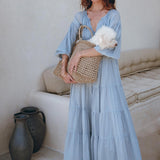 Boho Dress for Women • Sky Blue Bohemian Prom Dress • Light Summer Dress - AYA SW IDR