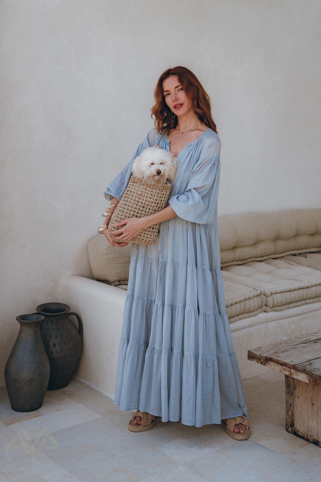 Boho Dress for Women • Sky Blue Bohemian Prom Dress • Light Summer Dress - AYA SW IDR