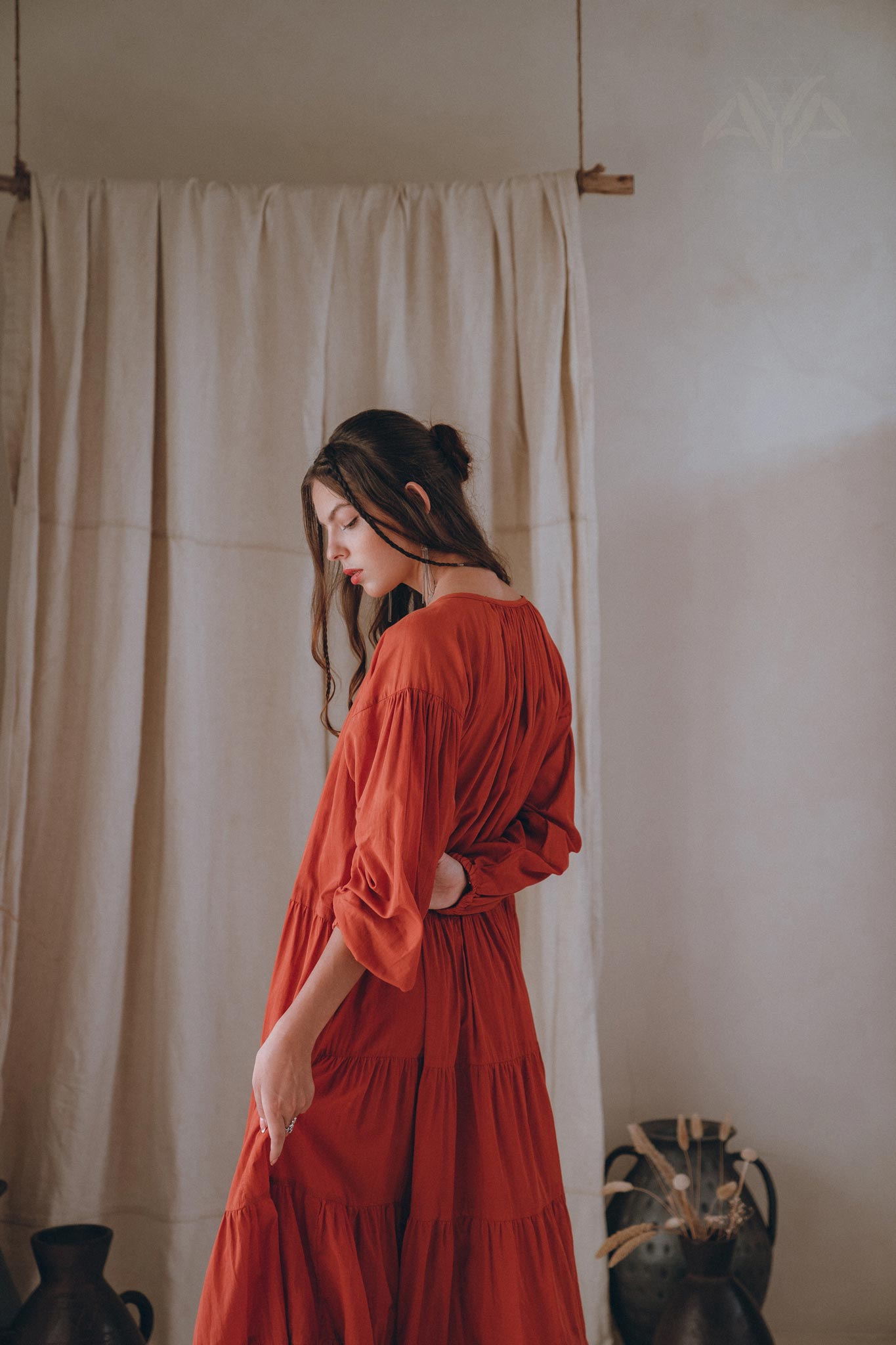 Boho Dress for Women • Wine Red Boho Prom Dress • Light Summer Dress - AYA SW IDR