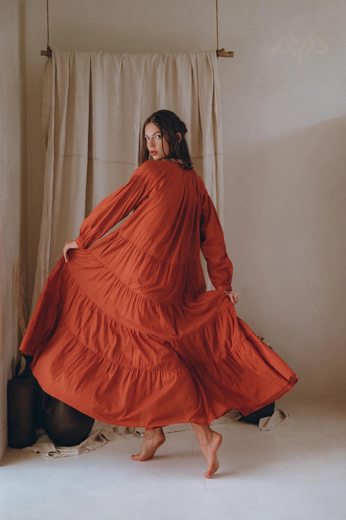 Boho Dress for Women • Wine Red Boho Prom Dress • Light Summer Dress - AYA SW IDR