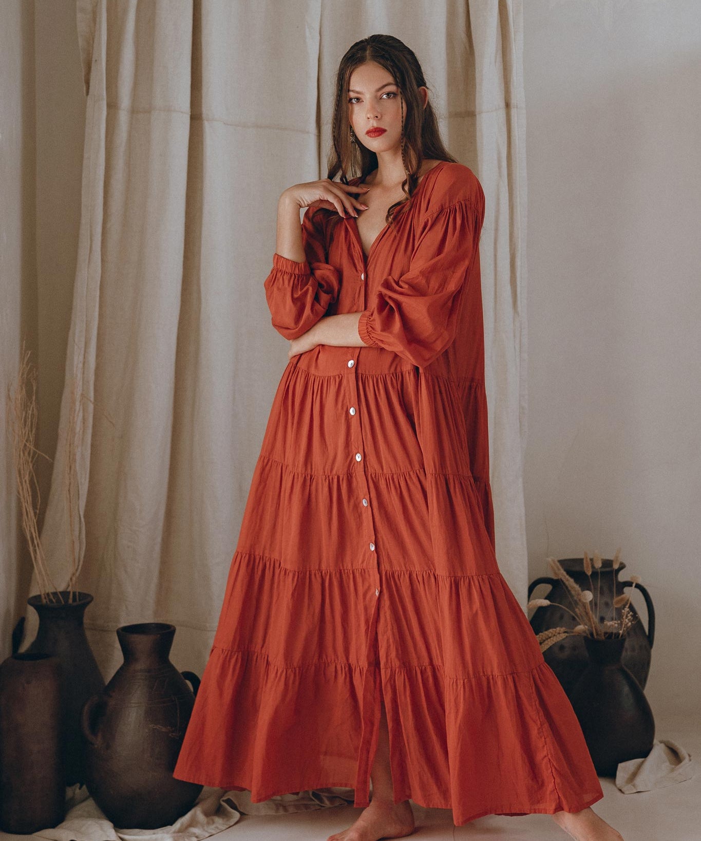 Boho Dress for Women • Wine Red Boho Prom Dress • Light Summer Dress - AYA SW IDR