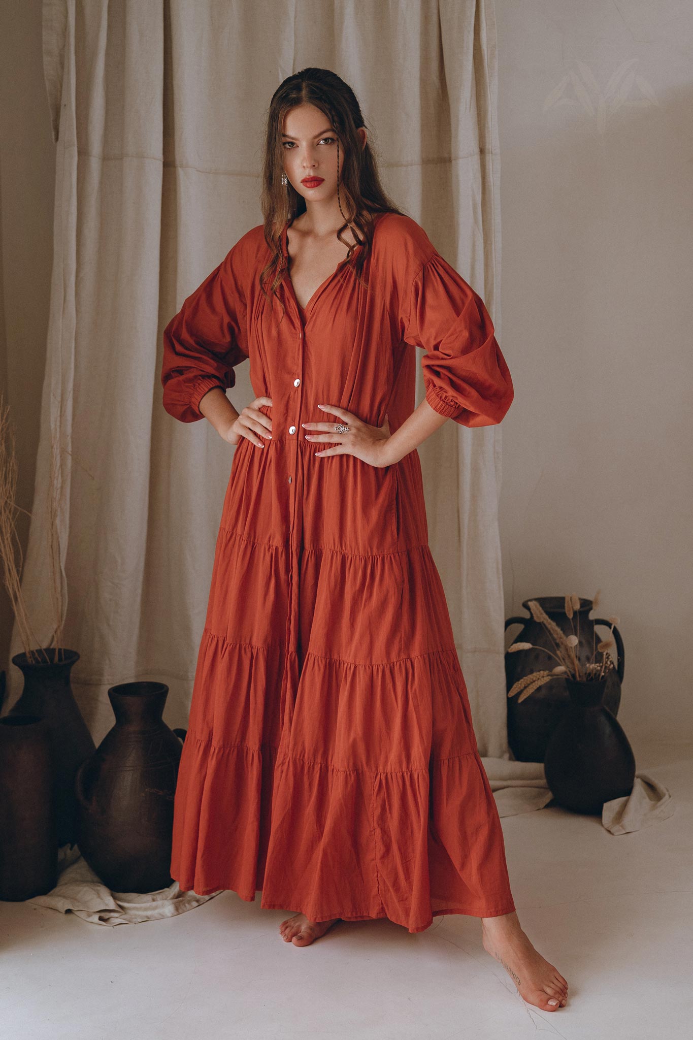 Boho Dress for Women • Wine Red Boho Prom Dress • Light Summer Dress - AYA SW IDR