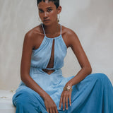 Boho Dress • Open Back Belly Dress • Organically Dyed Adjustable Dress - AYA SW IDR