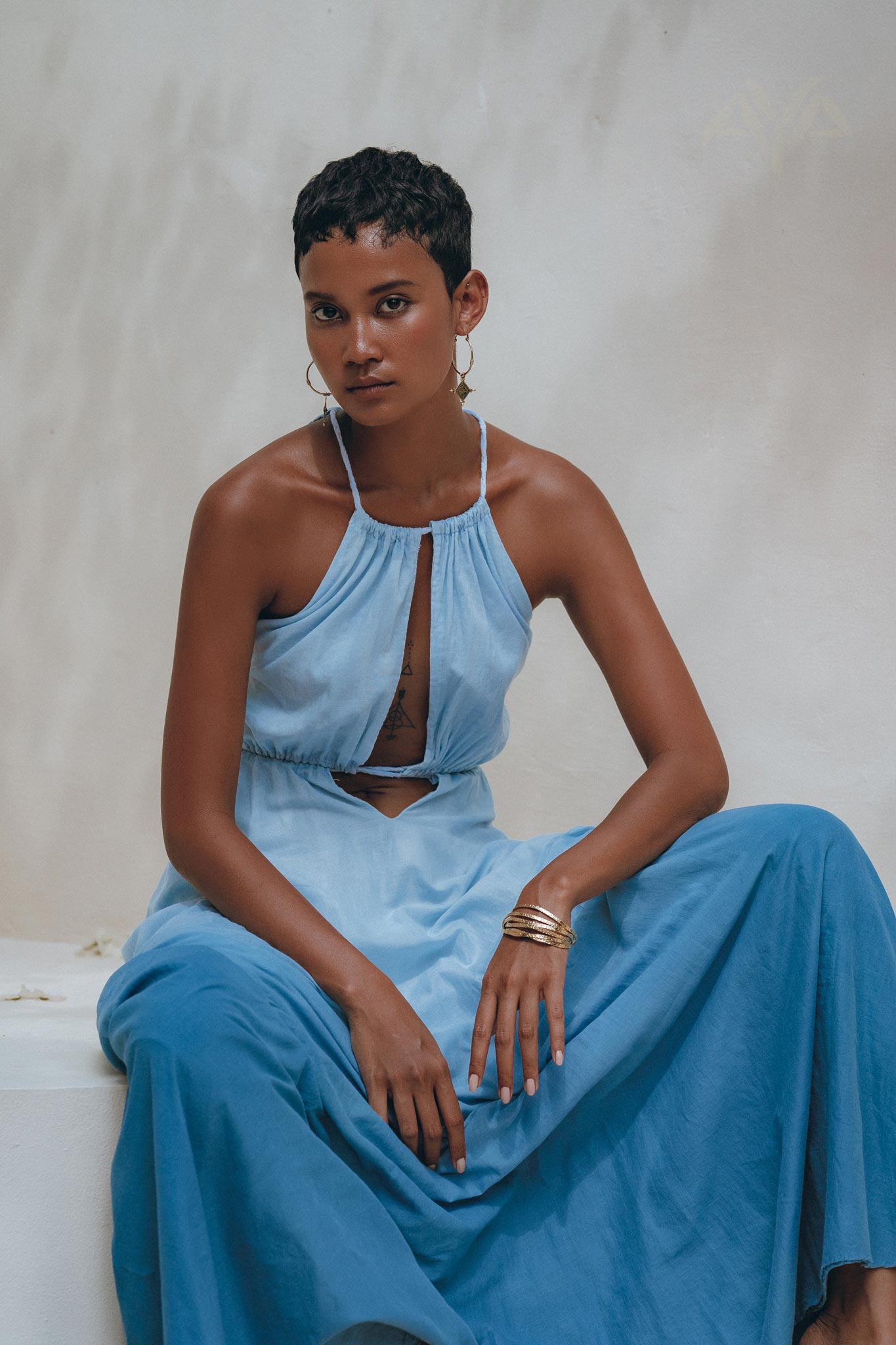 Boho Dress • Open Back Belly Dress • Organically Dyed Adjustable Dress - AYA SW IDR