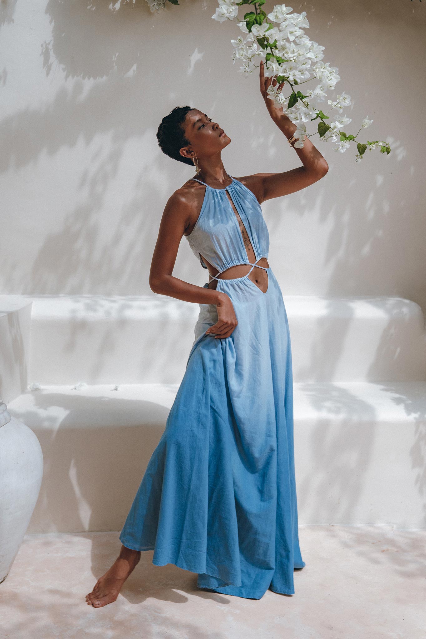 Boho Dress • Open Back Belly Dress • Organically Dyed Adjustable Dress - AYA SW IDR