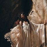 Boho Fringe Shawl • Cotton Scarf • Organic Wedding Shawl - AYA SW IDR