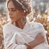 Boho Fringe Shawl • Cotton Scarf • Organic Wedding Shawl - AYA SW IDR