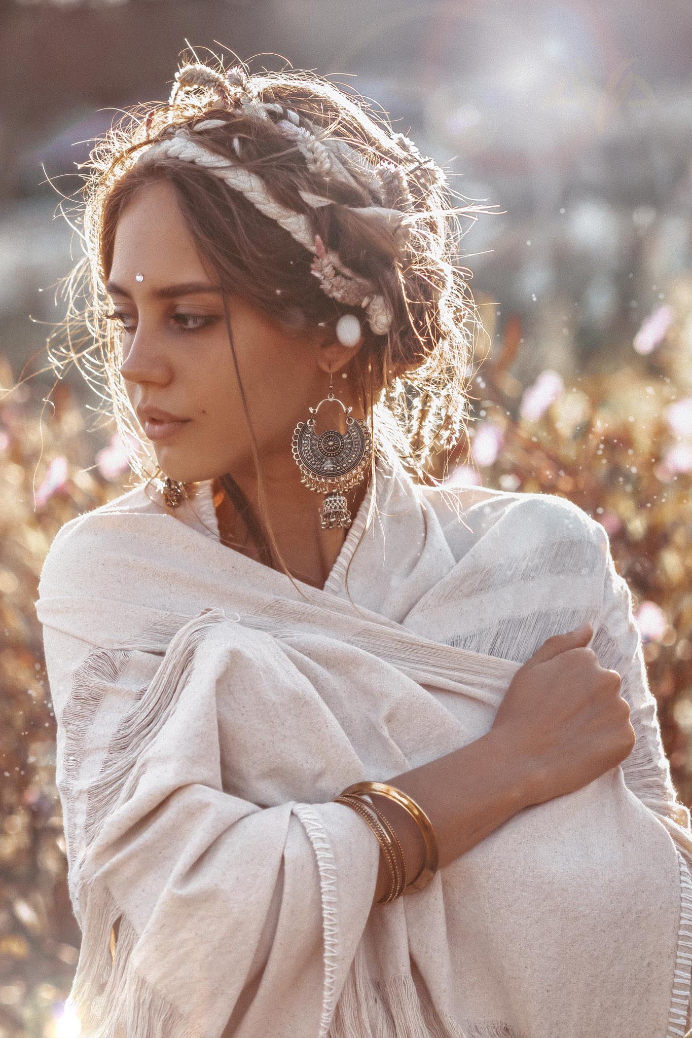 Boho Fringe Shawl • Cotton Scarf • Organic Wedding Shawl - AYA SW IDR