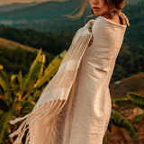 Boho Fringe Shawl • Cotton Scarf • Organic Wedding Shawl - AYA SW IDR