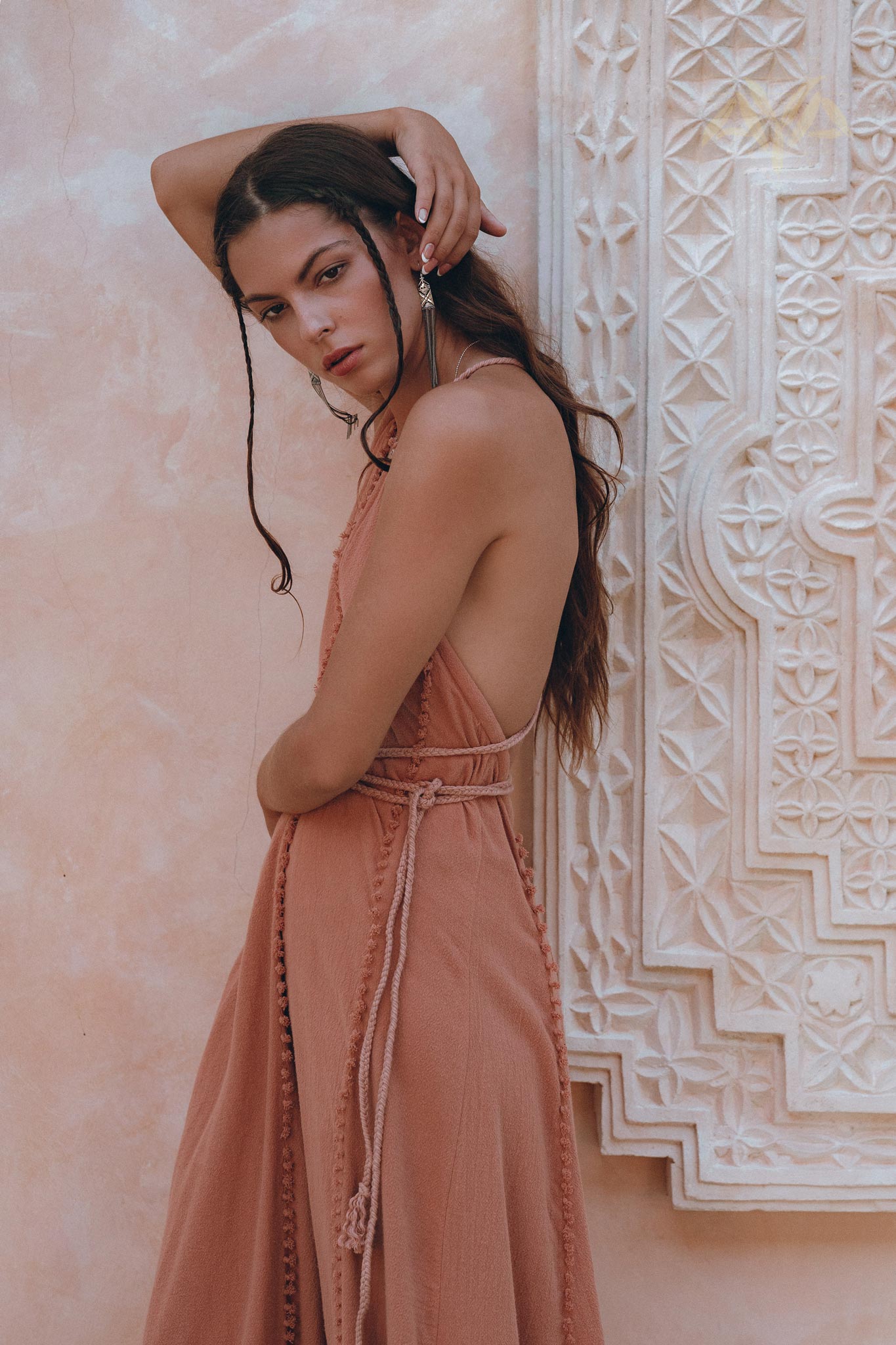 Boho Goddess Dress • Bohemian Dress • Dusty Pink Open Back Dress - AYA SW IDR
