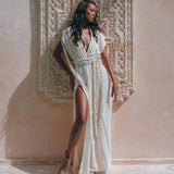 Boho Goddess Dress • Off - White Macrame Dress • Organic Wedding Dress - AYA SW IDR