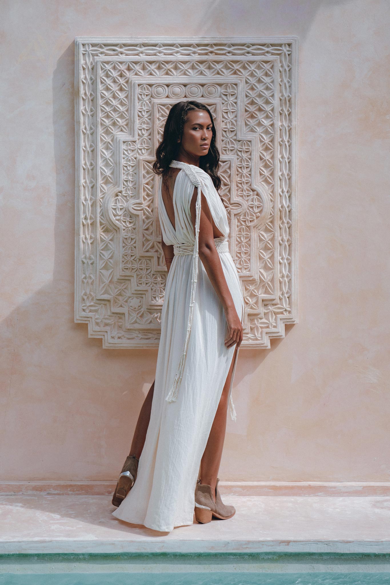 Boho Goddess Dress • Off - White Macrame Dress • Organic Wedding Dress - AYA SW IDR