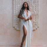Boho Goddess Dress • Off - White Macrame Dress • Organic Wedding Dress - AYA SW IDR