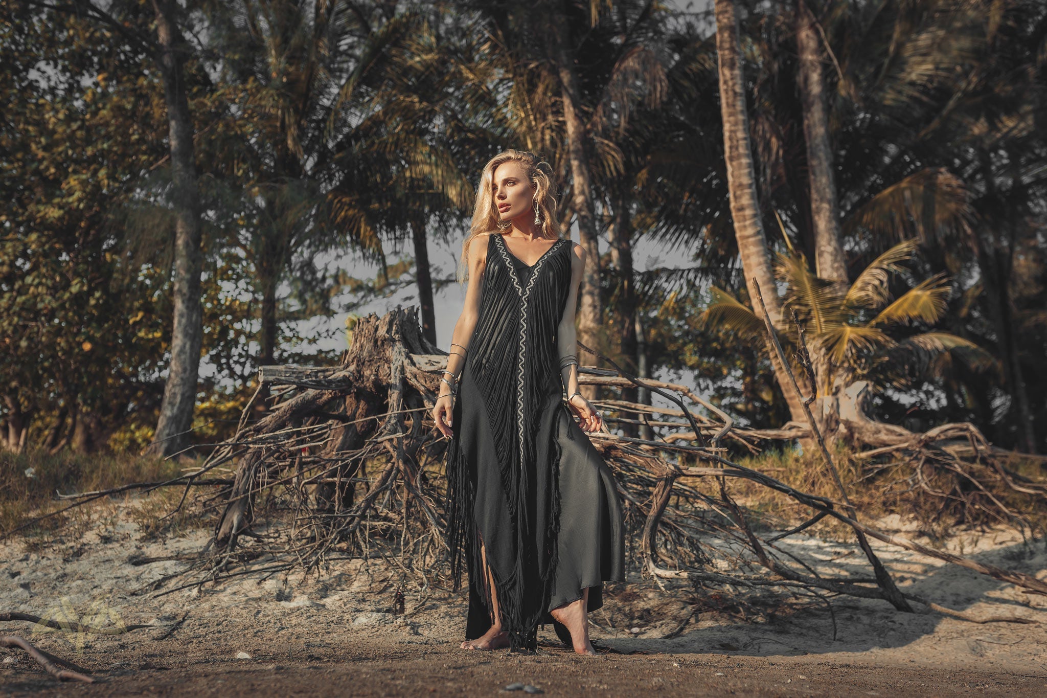 Boho Handwoven and Hand - Loomed Dress • Tribal Raw Cotton Cover - up - AYA SW IDR
