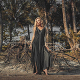 Boho Handwoven and Hand - Loomed Dress • Tribal Raw Cotton Cover - up - AYA SW IDR