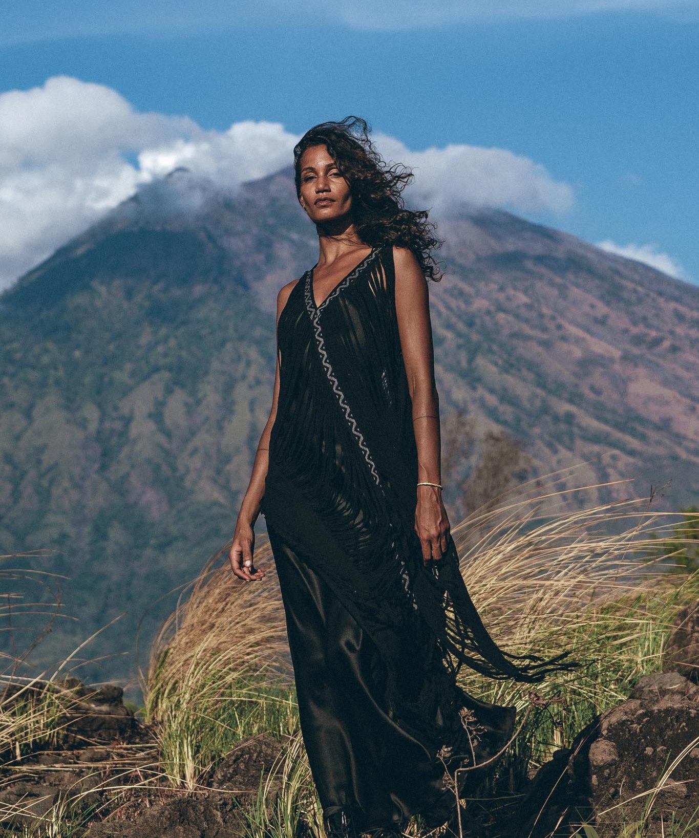 Boho Handwoven and Hand - Loomed Dress • Tribal Raw Cotton Cover - up - AYA SW IDR