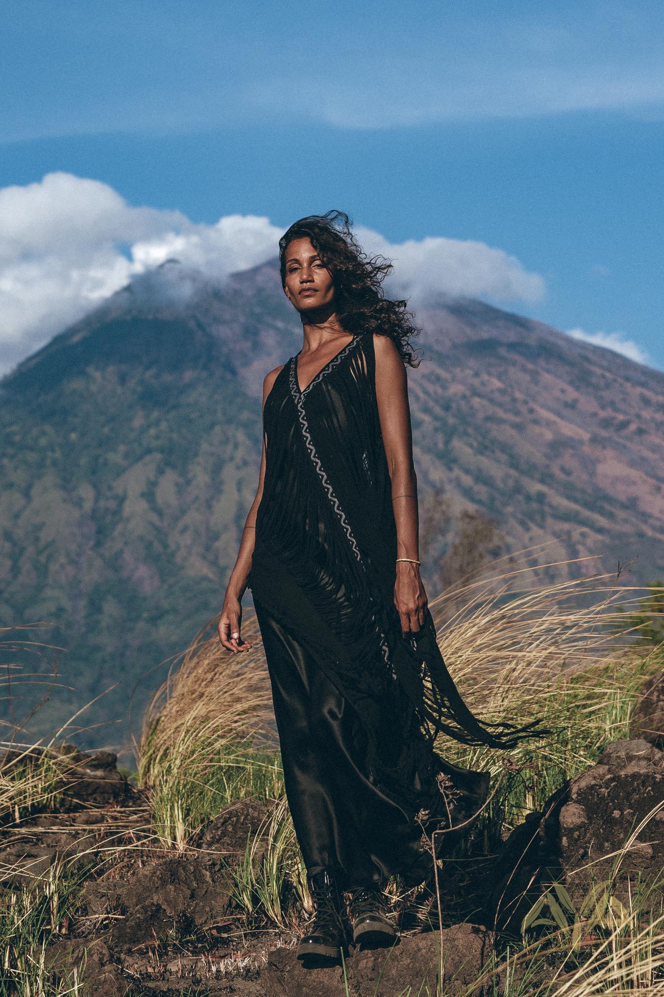 Boho Handwoven and Hand - Loomed Dress • Tribal Raw Cotton Cover - up - AYA SW IDR