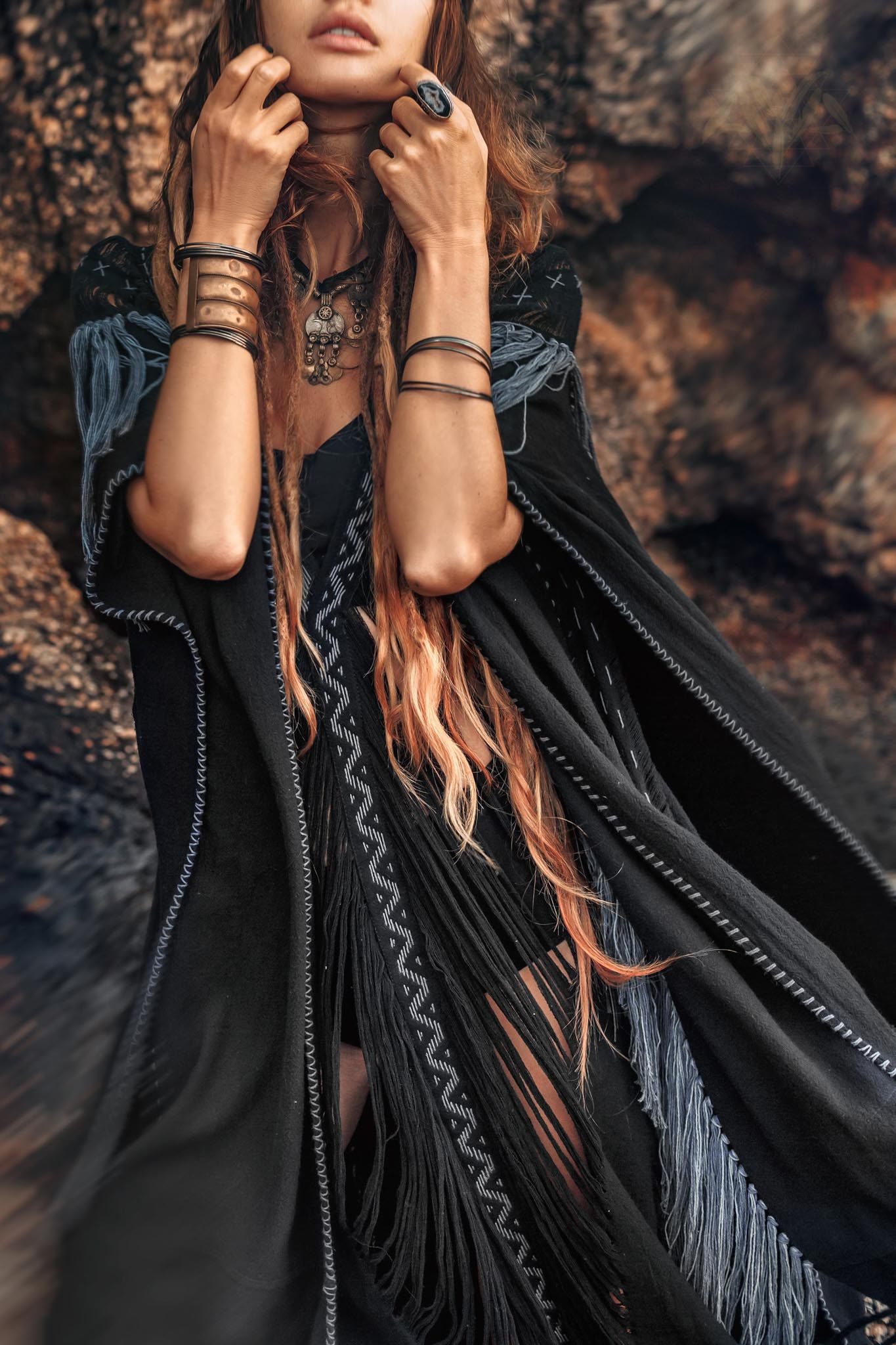 Boho Handwoven and Hand - Loomed Dress • Tribal Raw Cotton Cover - up - AYA SW IDR