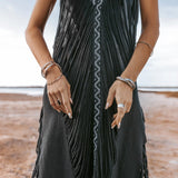 Boho Handwoven and Hand - Loomed Dress • Tribal Raw Cotton Cover - up - AYA SW IDR
