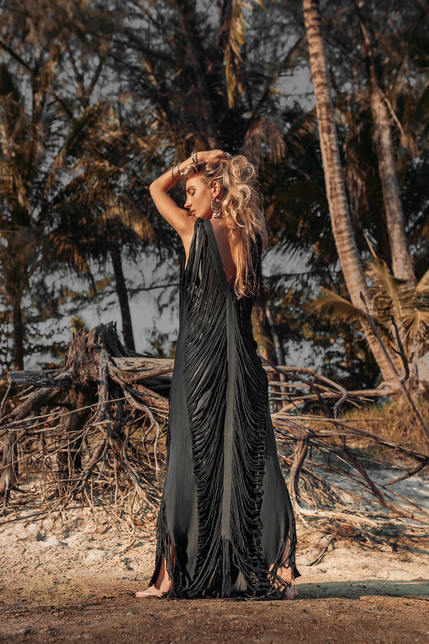 Boho Handwoven and Hand - Loomed Dress • Tribal Raw Cotton Cover - up - AYA SW IDR