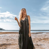 Boho Handwoven and Hand - Loomed Dress • Tribal Raw Cotton Cover - up - AYA SW IDR