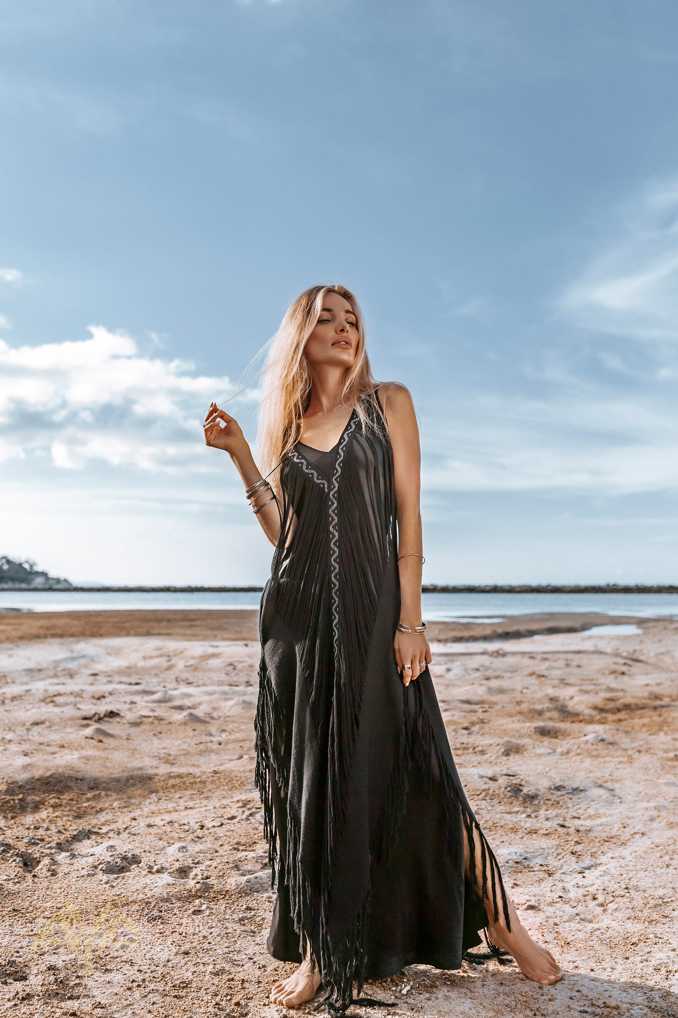 Boho Handwoven and Hand - Loomed Dress • Tribal Raw Cotton Cover - up - AYA SW IDR