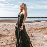 Boho Handwoven and Hand - Loomed Dress • Tribal Raw Cotton Cover - up - AYA SW IDR