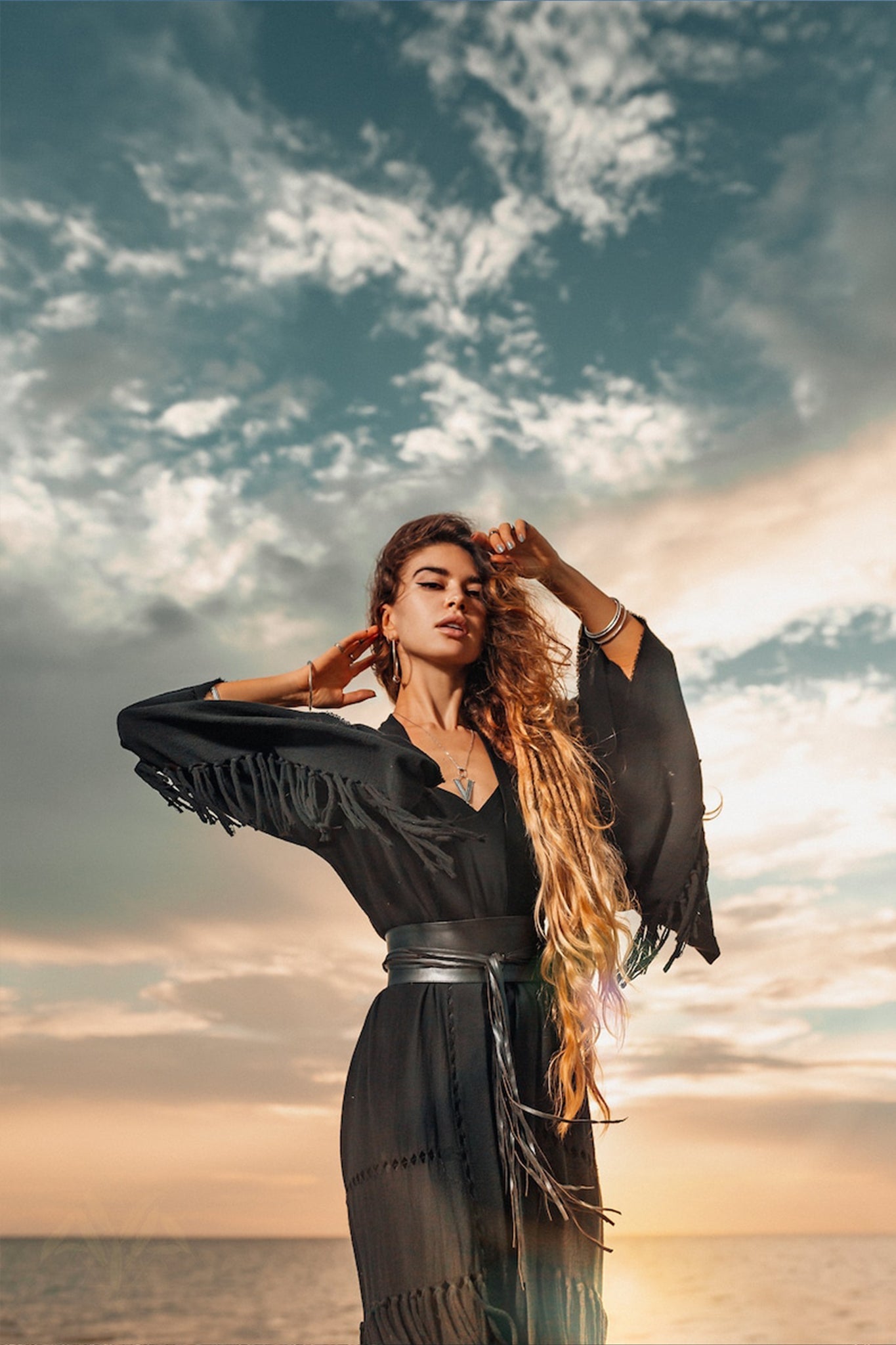 Boho Kimono Cover Up • Wide Sleeve Cardigan Mantle • Cape for Women - AYA SW IDR