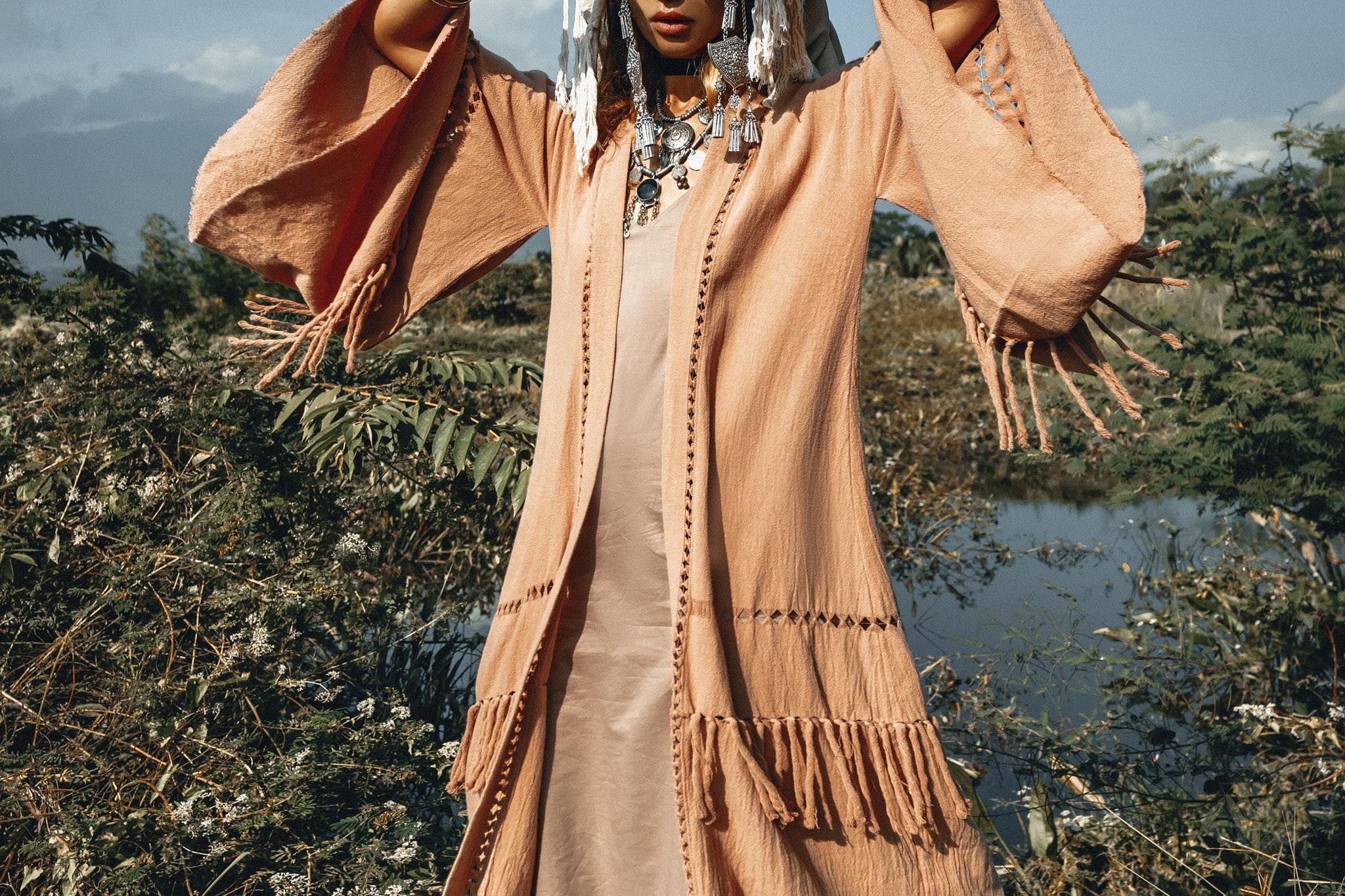 Boho Kimono Cover Up • Wide Sleeve Cardigan Mantle • Cape for Women - AYA SW IDR