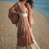 Boho Kimono Cover Up • Wide Sleeve Cardigan Mantle • Cape for Women - AYA SW IDR