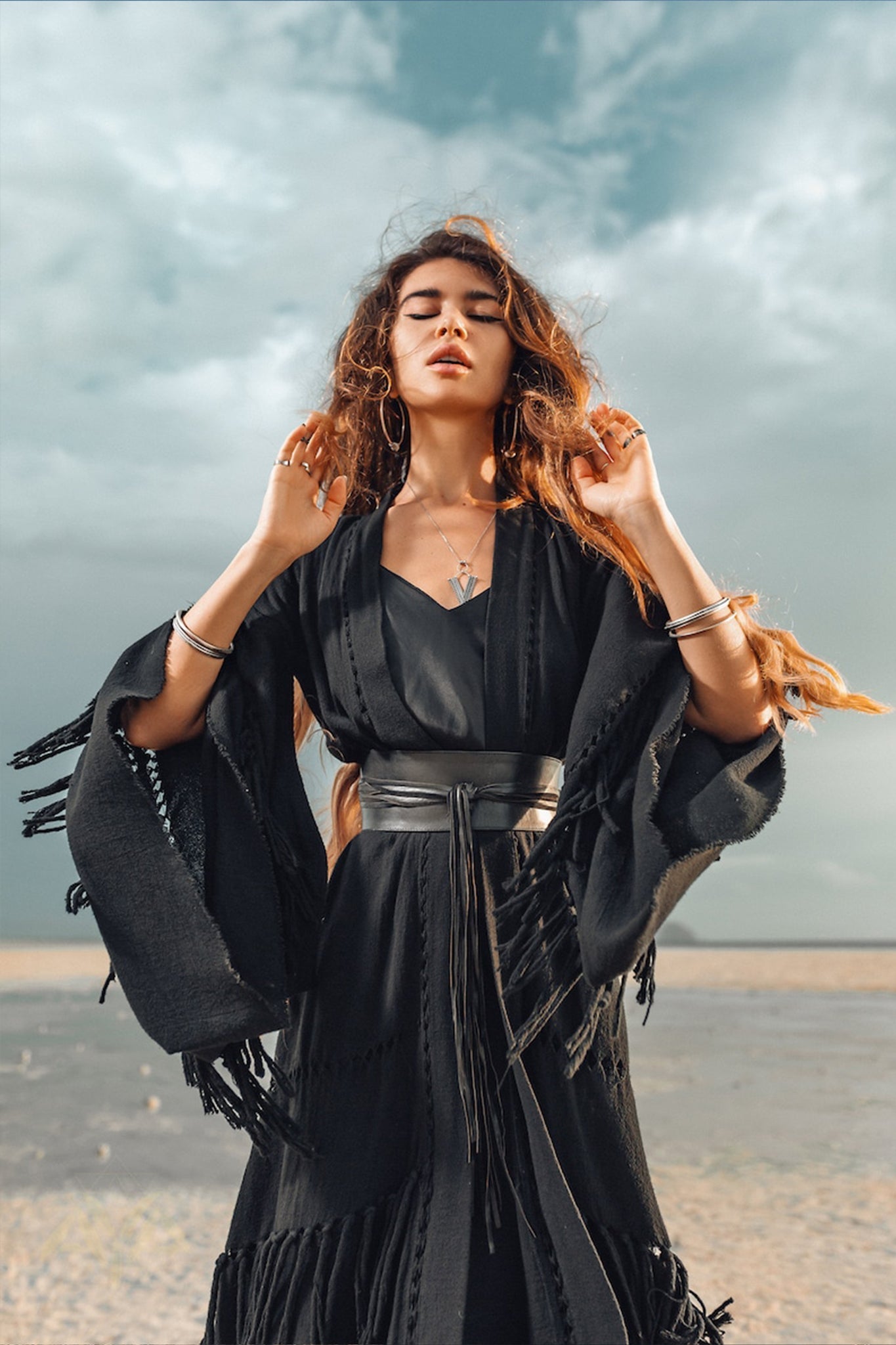 Boho Kimono Cover Up • Wide Sleeve Cardigan Mantle • Cape for Women - AYA SW IDR