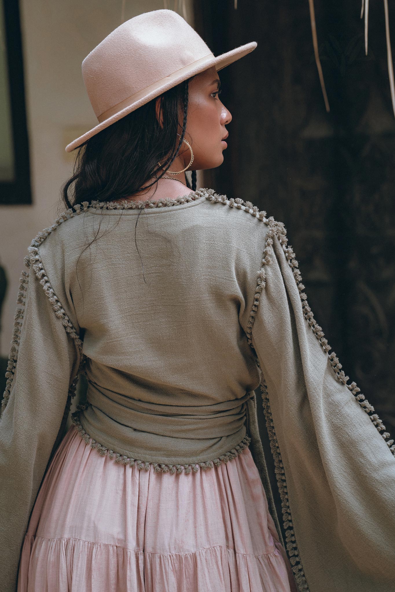 Boho Kimono Top • Organic Goddess Top • Wide Sleeve Wrap Top - AYA SW IDR