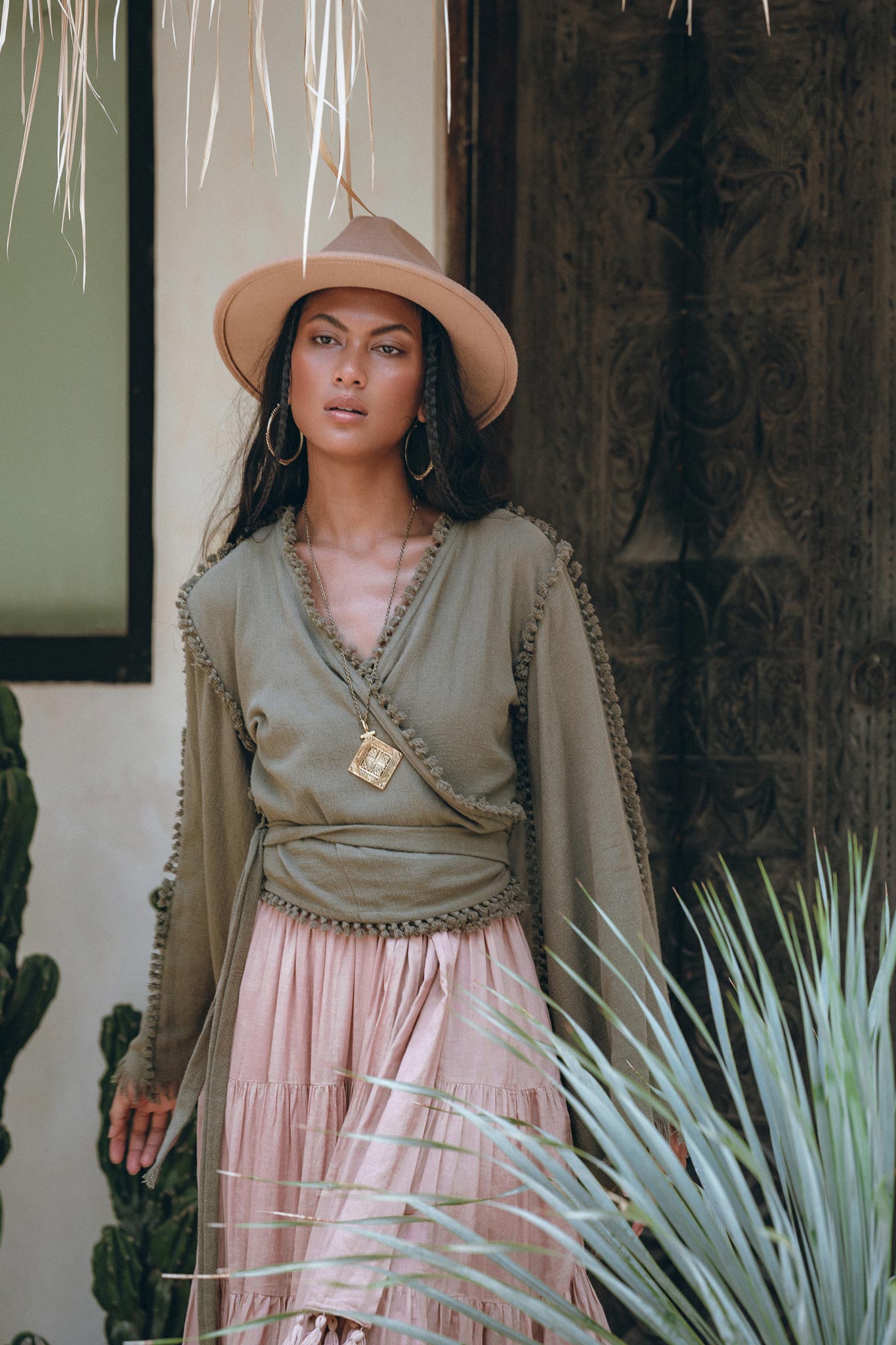 Boho Kimono Top • Organic Goddess Top • Wide Sleeve Wrap Top - AYA SW IDR