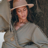 Boho Kimono Top • Organic Goddess Top • Wide Sleeve Wrap Top - AYA SW IDR