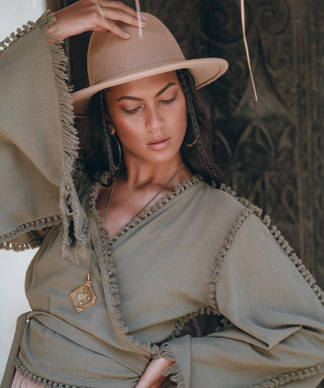 Boho Kimono Top • Organic Goddess Top • Wide Sleeve Wrap Top - AYA SW IDR