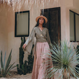 Boho Kimono Top • Organic Goddess Top • Wide Sleeve Wrap Top - AYA SW IDR