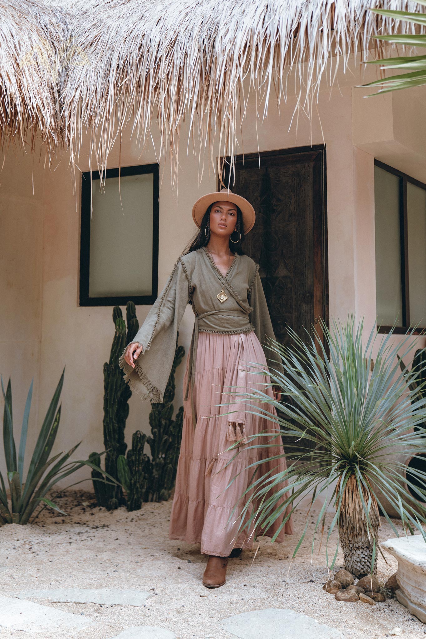 Boho Kimono Top • Organic Goddess Top • Wide Sleeve Wrap Top - AYA SW IDR