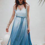 Boho Macrame Bridesmaid Dress • Ombre Sky Blue Dress - AYA SW IDR