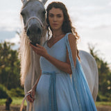 Boho Macrame Bridesmaid Dress • Ombre Sky Blue Dress - AYA SW IDR