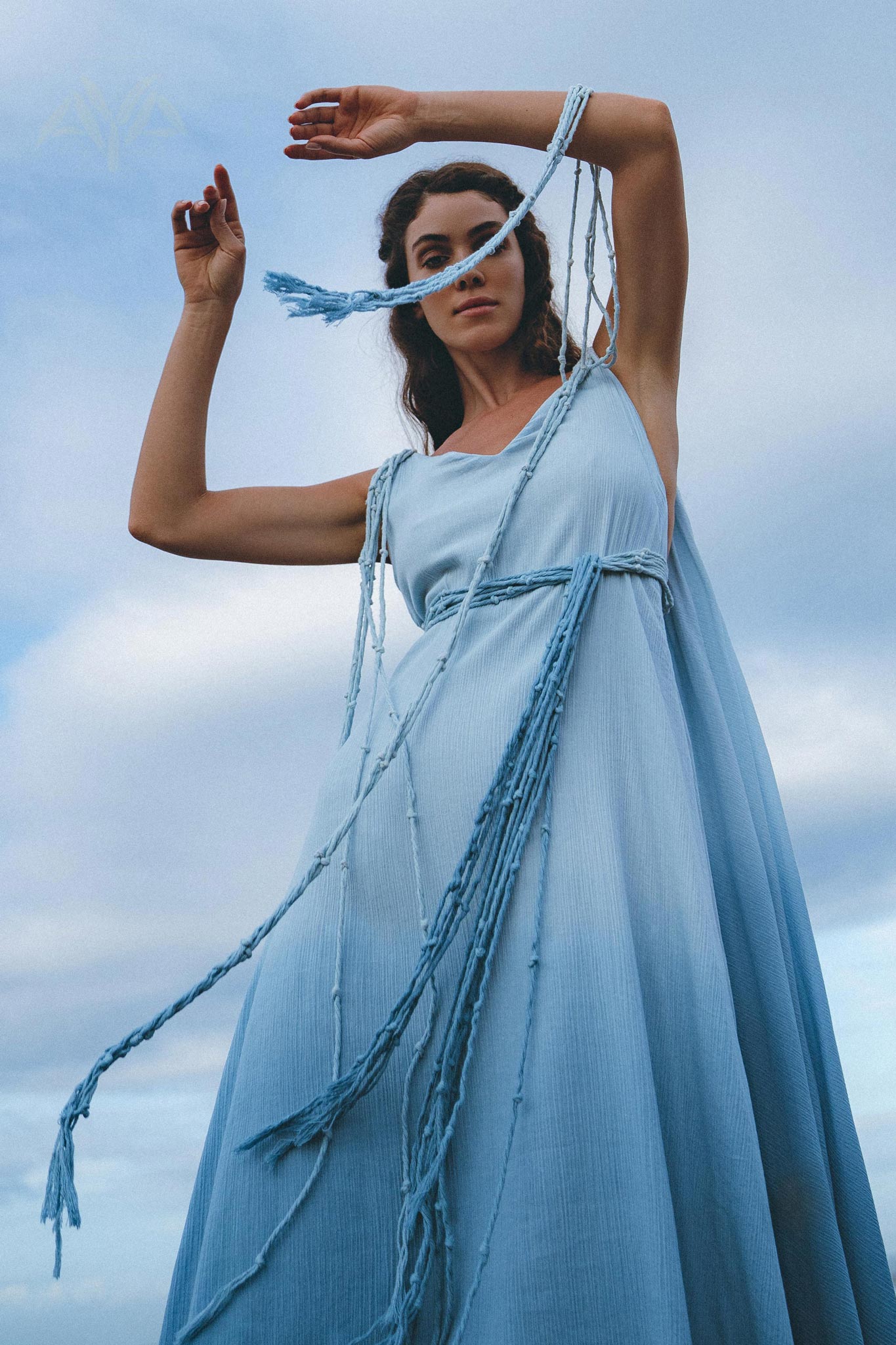 Boho Macrame Bridesmaid Dress • Ombre Sky Blue Dress - AYA SW IDR