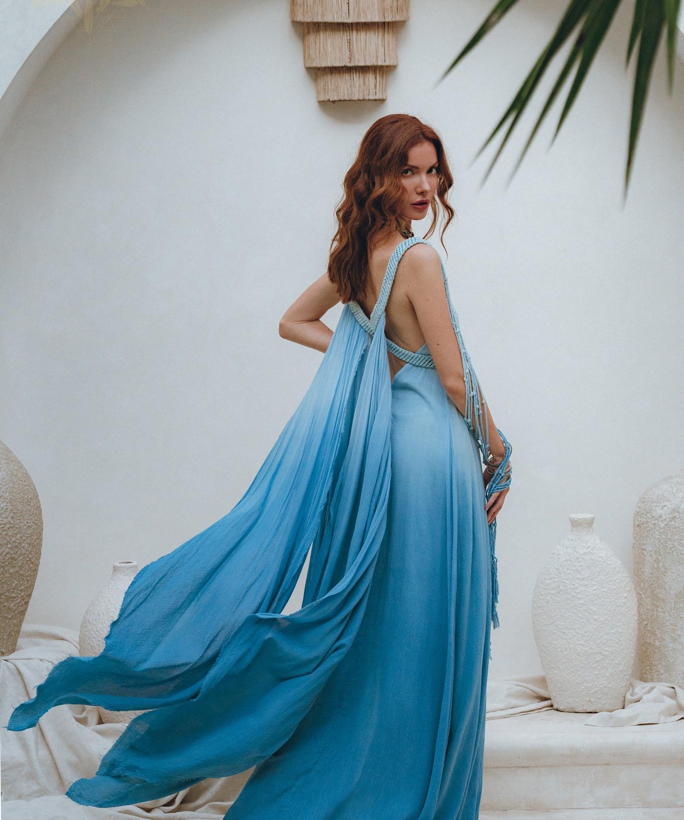 Boho Macrame Bridesmaid Dress • Ombre Sky Blue Dress - AYA SW IDR