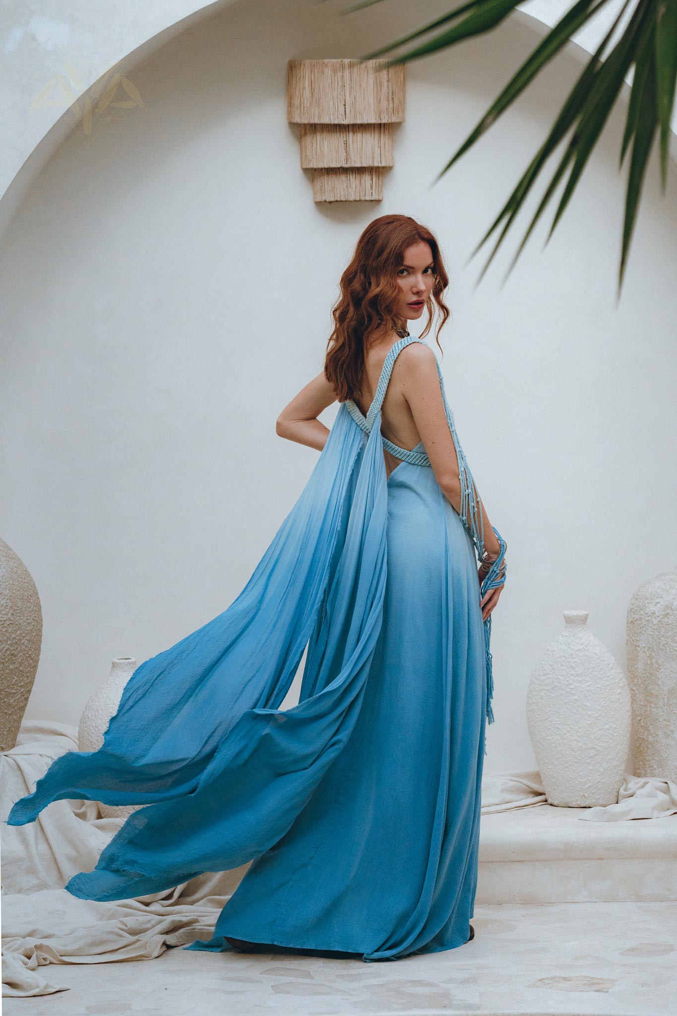 Boho Macrame Bridesmaid Dress • Ombre Sky Blue Dress - AYA SW IDR